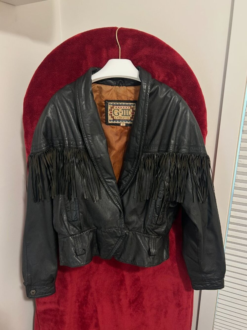 G-III Apparel Group Leather Jacket with Fringe